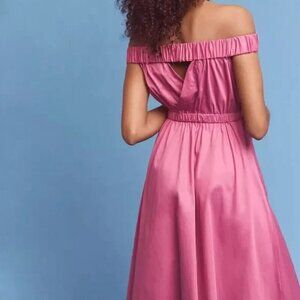 Anthropologie Mona Pink Off-the-Shoulder Dress  MEDIUM